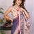 Navy blue linen printed saree with blouse