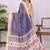Navy blue linen printed saree with blouse