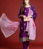Ethnic Motifs Embroidered Kurta With Trousers & Dupatta