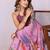 Pink pure linen printed saree with blouse