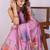 Pink pure linen printed saree with blouse