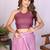 Pink pure linen printed saree with blouse