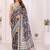 Black linen printed saree with blouse