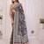 Black linen printed saree with blouse