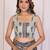 Black linen printed saree with blouse