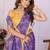 Purple linen printed saree with blouse