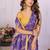 Purple linen printed saree with blouse