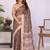Brown linen printed saree with blouse