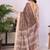 Brown linen printed saree with blouse