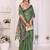 Green linen printed saree with blouse