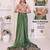 Green linen printed saree with blouse