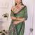 Green linen printed saree with blouse