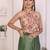 Green linen printed saree with blouse