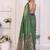 Green linen printed saree with blouse