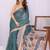 Teal linen  saree with blouse