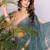 Teal linen  saree with blouse
