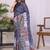 Navy blue linen  saree with blouse