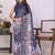 Navy blue linen  saree with blouse