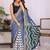 Blue linen  saree with blouse