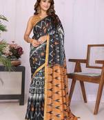 Black linen  saree with blouse