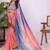Multicolor linen striped saree with blouse