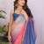 Multicolor linen striped saree with blouse