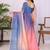 Multicolor linen striped saree with blouse