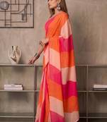 Multicolor linen  saree with blouse