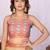 Multicolor linen striped saree with blouse