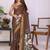 Brown linen  saree with blouse