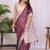 Purple linen striped saree with blouse