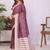 Purple linen striped saree with blouse