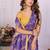Purple linen printed saree with blouse