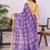 Purple linen printed saree with blouse