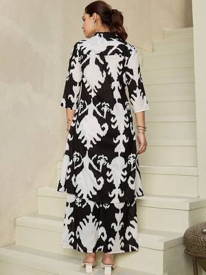 Women Printed Regular Cotton Kurta with Palazzos 4