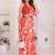 Orange linen printed saree with blouse