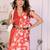 Orange linen printed saree with blouse