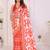 Orange linen printed saree with blouse