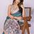 Blue linen printed saree with blouse