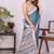 Blue linen printed saree with blouse