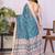 Blue linen printed saree with blouse