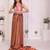 Brown linen printed saree with blouse