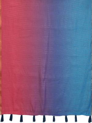 Multicolor linen striped saree with blouse 4
