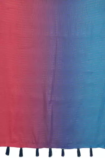Multicolor linen striped saree with blouse