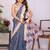 Blue linen  saree with blouse