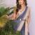 Blue linen  saree with blouse