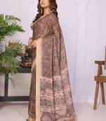 Brown linen  saree with blouse