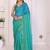 Blue linen checked saree with blouse