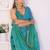 Blue linen checked saree with blouse