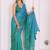 Blue linen checked saree with blouse